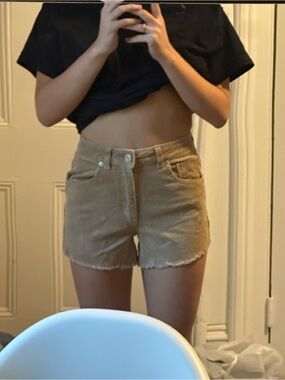 Forever 21 Tan Corduroy Frayed-Hem Women's Shorts